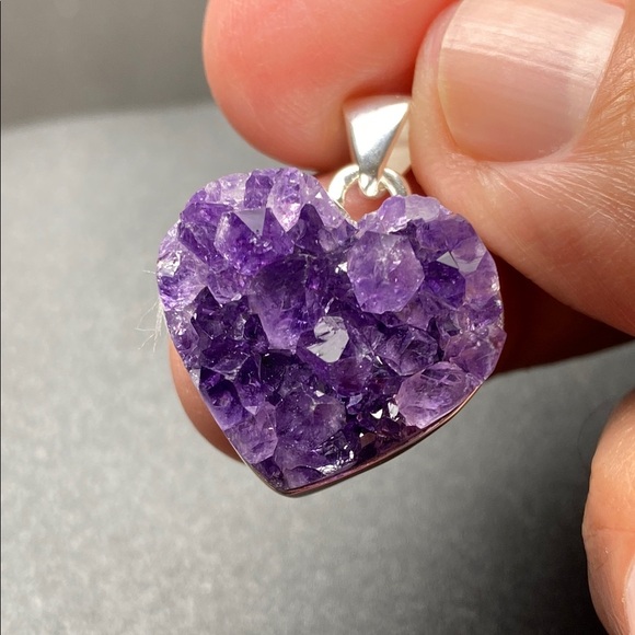 Jewelry - Amethyst Heart Pendant in Solid Sterling Silver 925